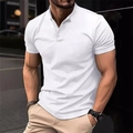 Eng anliegendes Herren Henley Poloshirt in Weiß mit Kurzarm und Drei-Knopf-Kragen - S / Weiß