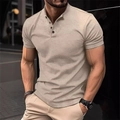 Schmal geschnittenes Herren Henley Shirt in Khaki mit kurzen Ärmeln und Vier-Knopf-Leiste - S / Khaki