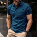 Slim fit navy blue short sleeve polo shirt for men featuring a practical chest pocket - 4XL / Dark Blue