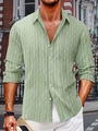 Close-up of men's light green striped shirt showing detailed 3D geometric embossed texture - S / Green