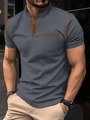 Polo da uomo slim fit grigio scuro con cuciture a contrasto arancioni e taschino - Taglia S / Grigio