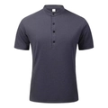 Polo Henley gris oscuro para hombre en tejido de malla con cuello mao y cuatro botones - S / Gris