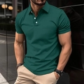 Polo da uomo verde scuro a righe verticali con colletto classico a bottoni e maniche corte - S / Tops / Verde