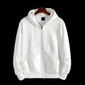 Heavyweight 350g white zip-up hoodie featuring a dual-layer hood and ribbed cuffs - S / White