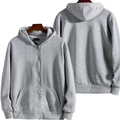 Unisex light gray 350g heavy cotton zip-up hoodie featuring front and back views - S / Light Gray