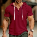 T-shirt da uomo slim fit in maglia a nido d'ape bordeaux con coulisse a contrasto - S / Rosso