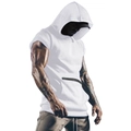 Felpa con cappuccio senza maniche da uomo bianca con tasca a zip per fitness e sport - M / Bianco
