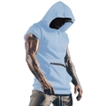Men's sky blue sleeveless gym hoodie with front zipper pocket for outdoor workouts - M / Sky Blue