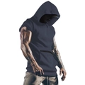 Felpa sportiva senza maniche da uomo blu scuro con tasca a zip per l'allenamento - M / Grigio