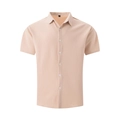 Men's breathable short sleeve shirt with waffle texture in beige color variant - S / Apricot