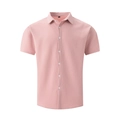 Pink short sleeve shirt for men in breathable waffle knit fabric with white buttons - S / Hot Pink