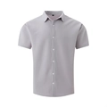 Grey short-sleeve men's shirt featuring honeycomb texture and classic polo collar - S / Light Gray
