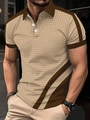 Nahaufnahme des khakifarbenen Poloshirts mit braunem Kontrast und schwarzen Polka-Dots - S / Khaki