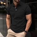 Schmal geschnittenes schwarzes Herren-Poloshirt mit weißen Knöpfen für Business und Freizeit - S / Schwarz