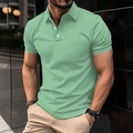 Schmal geschnittenes Herren-Poloshirt in Minzgrün mit kurzen Ärmeln und weißen Knöpfen - S / Grün
