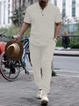 Completo casual da uomo con stampa geometrica 3D su maglia a maniche corte e pantaloni - S / grigio scuro
