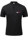 Detail of black mesh polo shirt showing stand-up collar and PARIS chest embroidery - S / Black 1