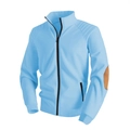 Men's sky blue stand collar jacket with unique pleated shoulders and elbow patches - S / Sky Blue