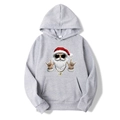 Detail of grey hoodie with hip-hop Santa print, kangaroo pocket and ribbed cuffs - S / Light Gray