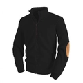 Men's black stand collar jacket with ribbed cuffs and brown elbow patches - S / Black