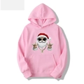 Macro detail of streetwear Santa print with sunglasses on pink cotton hoodie fabric - S / Pink