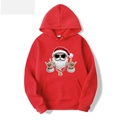 Unisex red hoodie with hip-hop Santa print and front pocket for Christmas fashion - S / Red