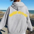 Sweat à capuche oversize gris avec impression withlove jaune au dos - Gris Clair 1