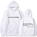 Weiße Fleece Kapuzenpullover für Herren und Damen mit Kängurutasche und Motivationsdruck - S / Weiß (311)
