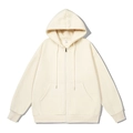 Men's cream full-zip hoodie with drawstring and side pockets on a plain background - S / Khaki