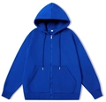 Royal blue zip-up hoodie for men featuring a drawstring hood and front kangaroo pockets - L / Blue