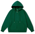 Men's relaxed fit dark green zip-up hoodie with drawstring and drop shoulders - S / Green