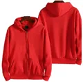 Sweat à capuche zippé rouge vif pour hommes avec poches kangourou et design à capuche - S / Rouge