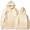 Beige fleece hoodie with you are enough print on front and quotes on back - S / Tops / Khaki (311)