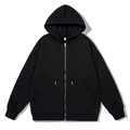 Classic black hooded sweatshirt for men with a full-length zipper and ribbed cuffs - S / Black