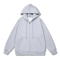 Men's light grey oversized zip-up hoodie with adjustable drawstring and kangaroo pocket - S / Light Gray