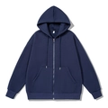 Men's navy blue zip-up hoodie featuring thick cotton fabric and a relaxed fit design - S / Navy Blue