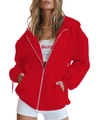 Felpa rossa da uomo con cappuccio e zip, vestibilità ampia e coulisse regolabile sui polsini - Taglia S / Top / Rosso