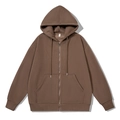 Men's stylish dark brown zip-up hoodie with front pockets and ribbed cuffs - S / Coffee