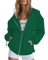 Felpa con cappuccio e zip verde scuro da uomo con vestibilità comoda per il tempo libero - Taglia S / Top / Verde Scuro
