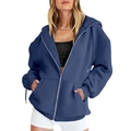Felpa blu da uomo oversize con cappuccio, chiusura a zip e tasche anteriori - Taglia S / Top / Blu navy