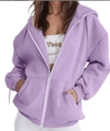 Felpa con cappuccio e zip color viola chiaro con maniche lunghe e tasche laterali - Taglia S / Top / Lavanda
