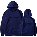 Dark blue fleece hoodie with you are enough print and drawstring kangaroo pocket - S / Tops / Navy Blue