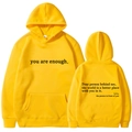 Unisex bright yellow fleece hoodie featuring double-sided motivational text prints - S / Tops / Yellow (312)