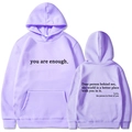 Lavender purple fleece hoodie featuring minimalist Slogan print on front and back - S / Tops / Light Purple (312)