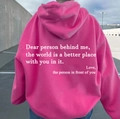 Pink oversized fleece hoodie featuring inspirational quote print on the back - S / Tops / Rose Red