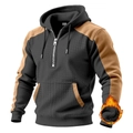 Details des Herren-Stepphoodies mit Color-Block-Design und Thermo-Fleecefutter innen - S / Dunkelgrau