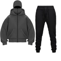 Ensemble de sport noir anthracite pour homme avec sweat à capuche masque et jogging - S / gris foncé