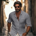 Camisa elástica gris para hombre con bolsillo en el pecho y diseño casual al aire libre - S / Gris
