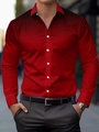 Detail of red men's long sleeve shirt with black gradient polka dots and white buttons - Acs27-red / S