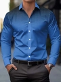 Detail of blue men's slim fit shirt featuring black polka dot gradient on the shoulders - Acs27-lake Blue / S